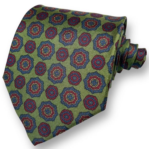 Vitaliano Pancaldi Other - VITALIANO PANCALDI GUC Men’s Vintage Green/Red Medallion Foulard 100% Silk Tie